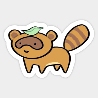 Cute raccoon with leaf cartoon Sticker